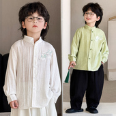 男童新中式 国学服宝宝唐装 衬衫 儿童汉服套装 礼服 春秋季 国风刺绣款