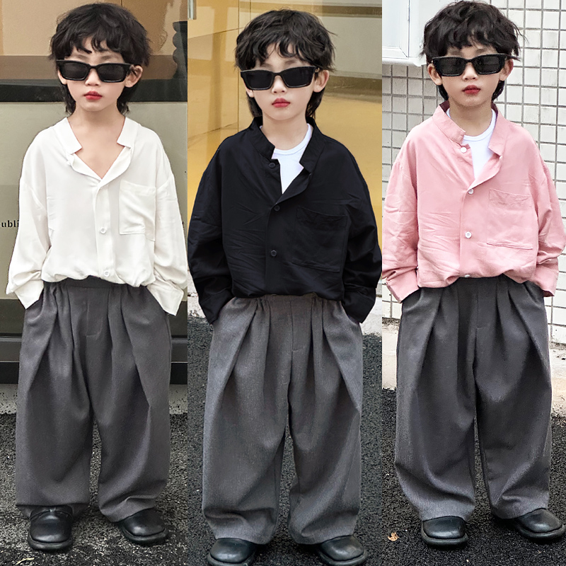 帅气春季立领纯色痞帅纯棉衬衫