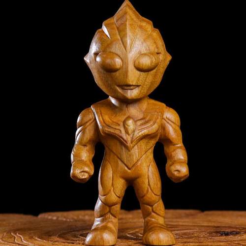 黄杨迪迦奥特曼木雕男士随身把玩手把件卡通男童生日礼物摆件木头