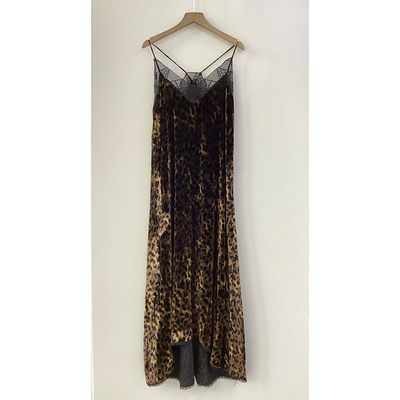 法式性感丝绒豹纹印花吊带连衣裙