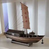 一帆风顺帆船模型摆件实木渔船乌蓬覆古装 饰工艺礼品摆饰创意节日
