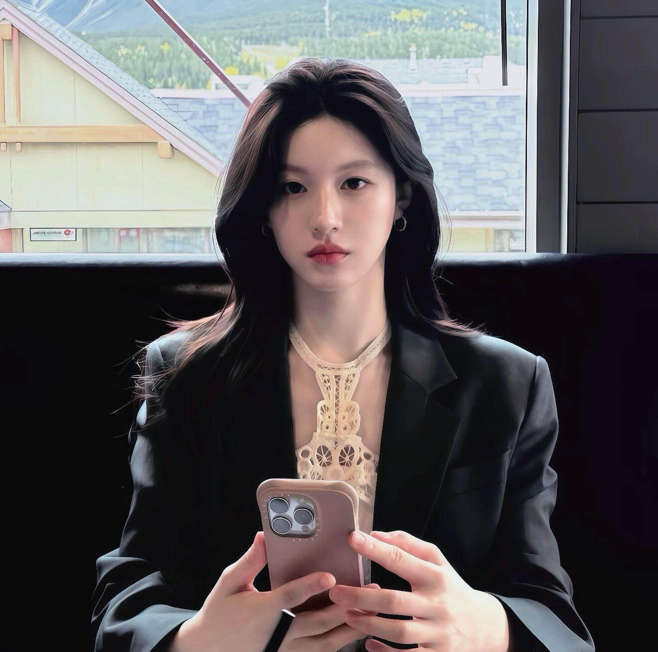 高允真同款纯欲风性感蕾丝背心女春秋新款外穿收腰显瘦内搭上衣