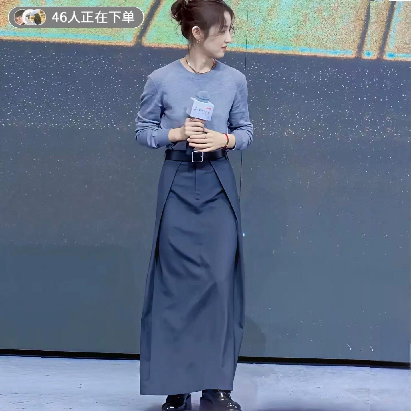 张子枫同款灰色冬季绝美巨好看的半身裙长款女新款轻奢高级感裙子