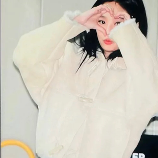 金智妮jennie同款冬季新款牛角扣毛绒绒皮毛一体长袖短款外套长裤