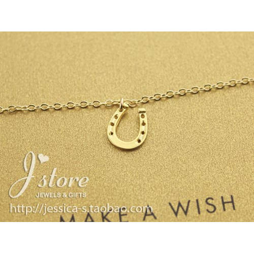 925银镀金链【幸运马蹄】吊坠 许愿手链 美国 Dogeared 正品