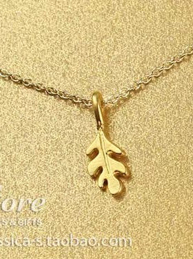 橡树叶 叶子 许愿项链 925银镀金锁骨链项链 美国Dogeared正品