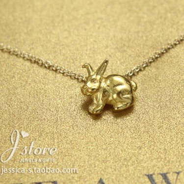 dogeared银镀金兔子锁骨链生肖兔