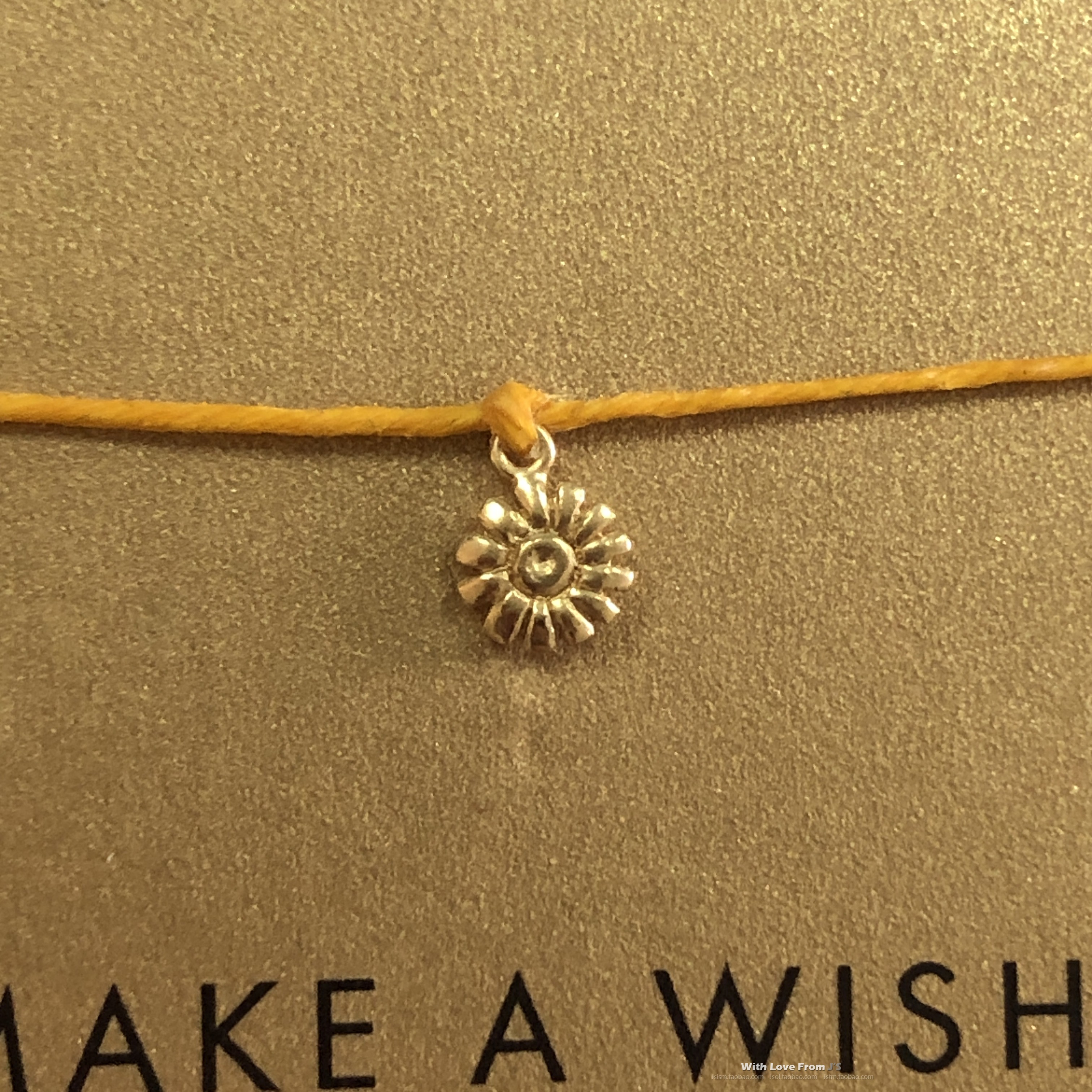 上蜡亚麻线 银镀金 迷你版雏菊 吊坠 许愿手绳 美国Dogeared正品