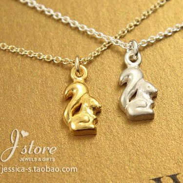 松鼠 许愿项链 925银 银镀金链锁骨链 美国Dogeared正品