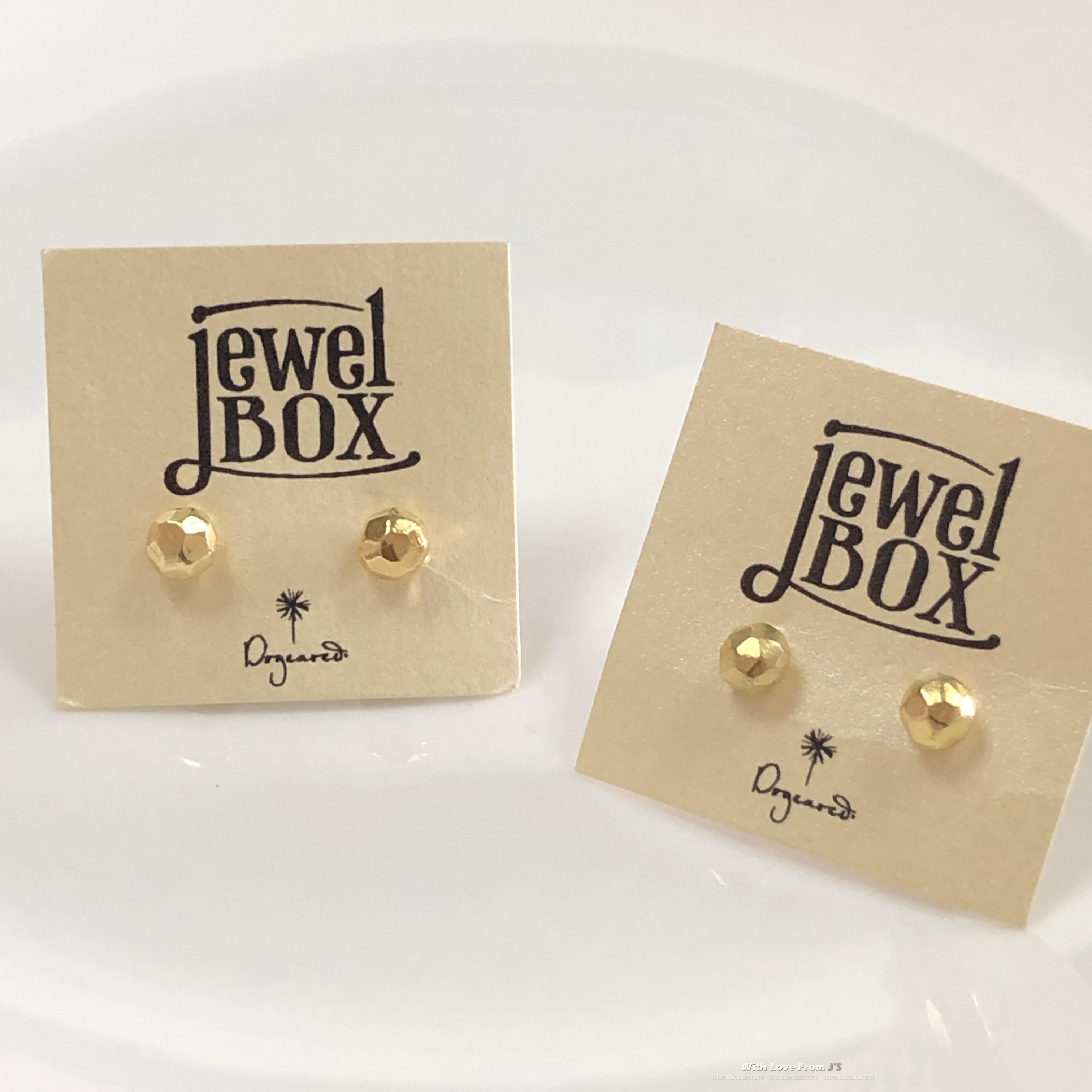 不规则多面豆豆耳钉 银镀金切面豆豆耳饰品 美国 Dogeared 正品