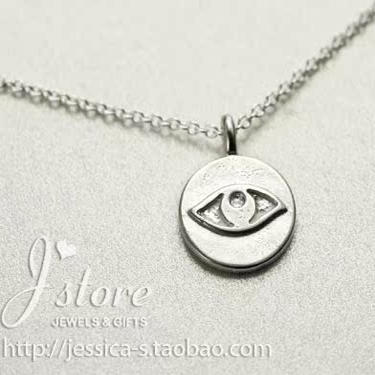 眼睛小圆牌 许愿项链 925银链锁骨链 银色饰品美国Dogeared正品