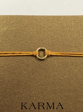 上蜡亚麻线 925银镀金 小karam圆环许愿手绳 美国Dogeared正品