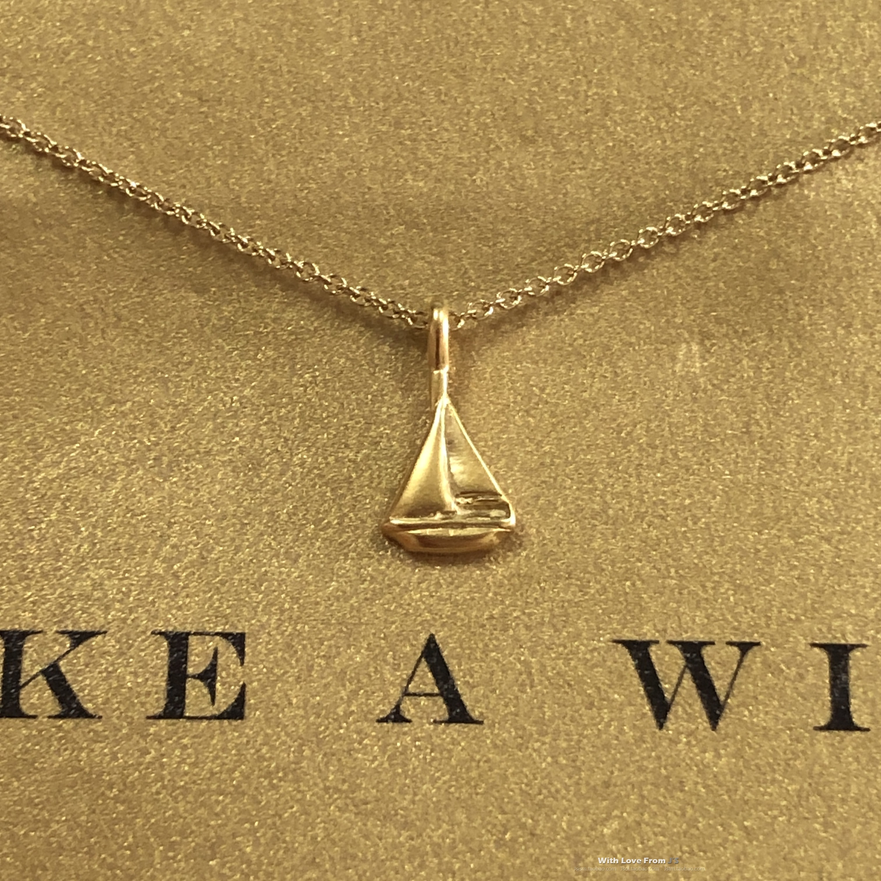 小帆船锁骨链 银镀金许愿项链 一帆风顺 航行 美国 Dogeared正品