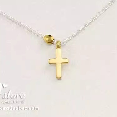 charmed迷你系列金银双色混搭迷你小十字架+金珠项链Dogeared正品