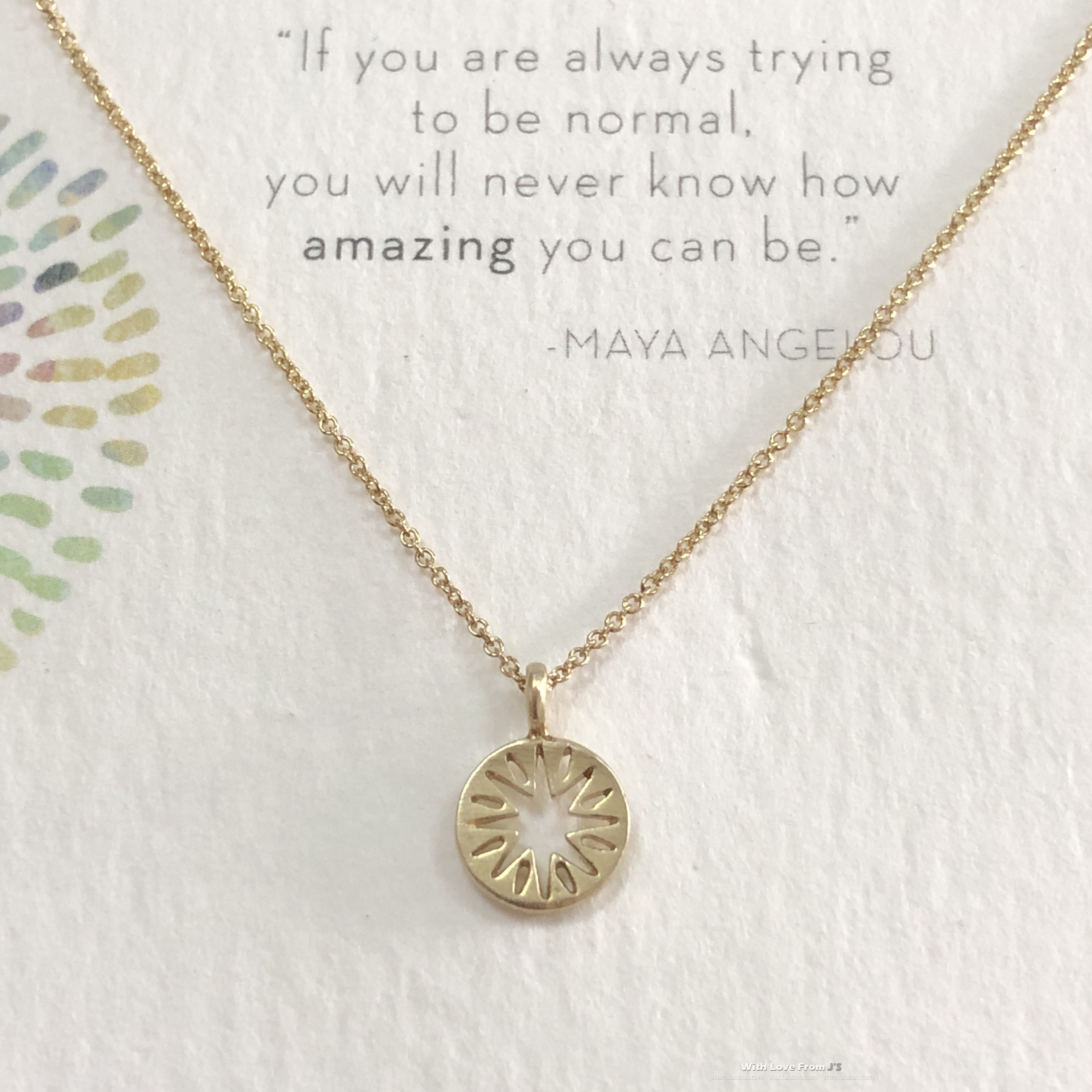 MAYA系列 镂空太阳 许愿项链 金色银色锁骨链 美国Dogeared正品