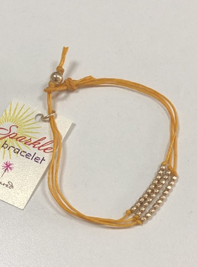 上蜡爱尔兰亚麻线 闪耀925银镀金珠 三层手绳 美国 Dogeared 正品