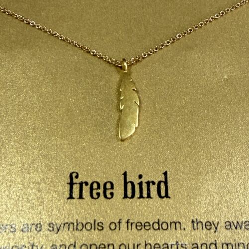 free bird自由鸟 平面羽毛许愿项链 925银镀金 美国Dogeared正品