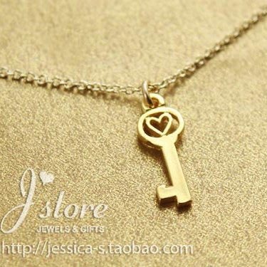 爱心钥匙 许愿项链 925银 银镀金链锁骨链 美国Dogeared正品