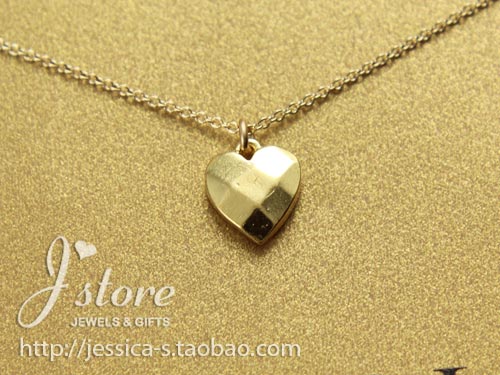 美国桃心切割面爱心锁骨链许愿