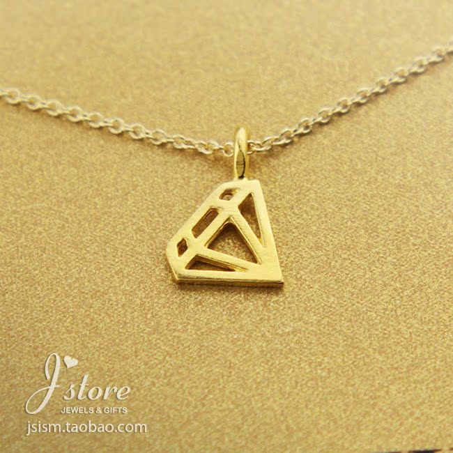 美国 线条钻石吊坠锁骨链许愿项链金色银色银饰Dogeared正品