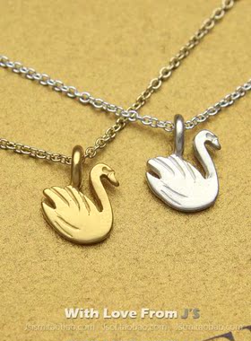 优美的天鹅 许愿项链 银镀金锁骨链 银色 美国Dogeared正品