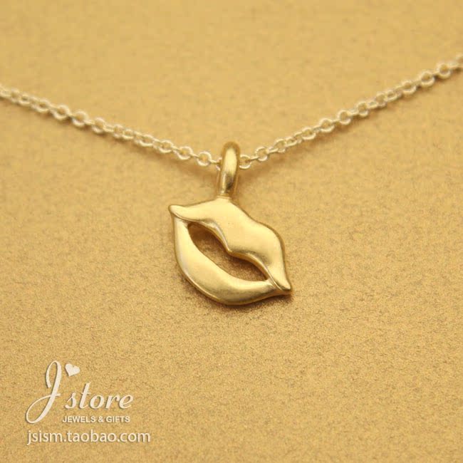 唇 嘴唇 许愿项链 925银镀金锁骨链项链 美国Dogeared正品