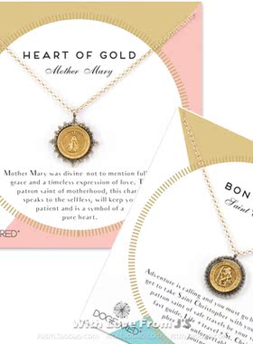 美国Dogeared正品㊣双色立体浮雕※守护天使 旅行者 双色圆牌项链