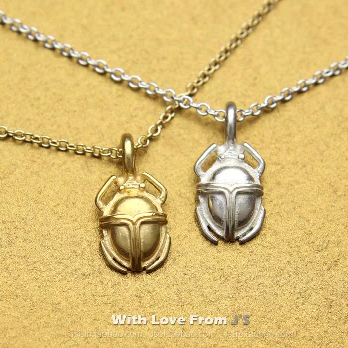 圣甲虫独角仙 甲壳虫 许愿项链 银镀金锁骨链 美国Dogeared正品