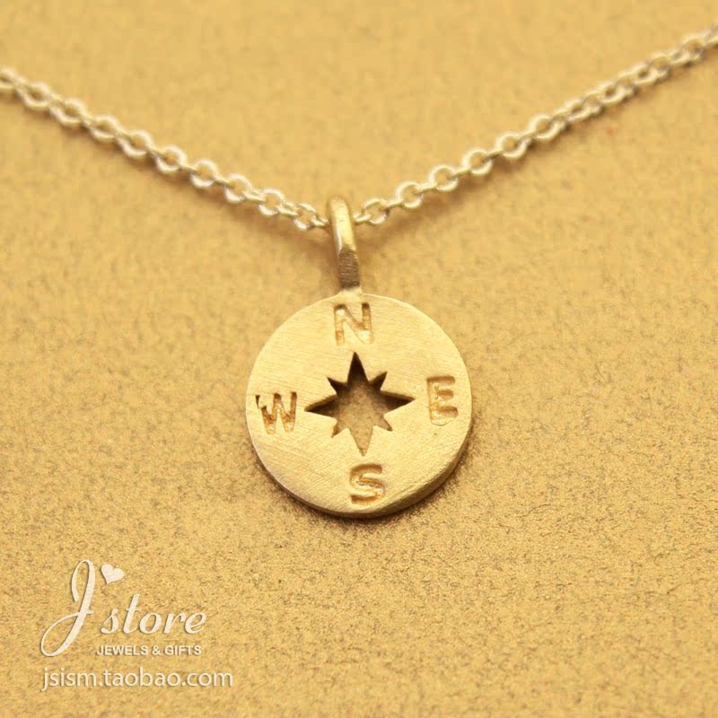 罗盘指南针 锁骨链 许愿项链 金色银色银饰品美国Dogeared正品