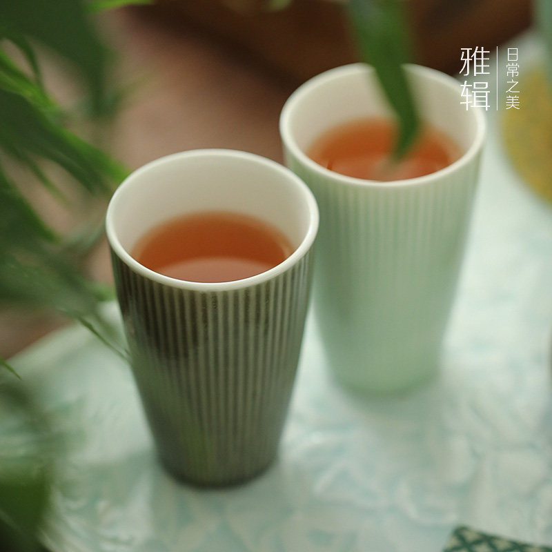 雅辑 永恒之绿。渐变绿调套杯功夫茶杯酒杯日常小水杯 高温陶瓷
