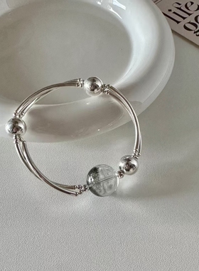 新品 清冷感水晶手链女 通体925纯银 天然绿幽灵水晶 清透又高级