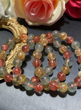 10mm冰种通透彩发晶手链水晶手链轻奢小众ins水晶饰品直销