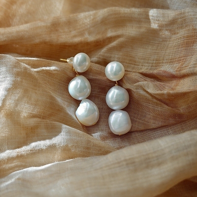 WHYs巴洛克珍珠手工设计耳钉