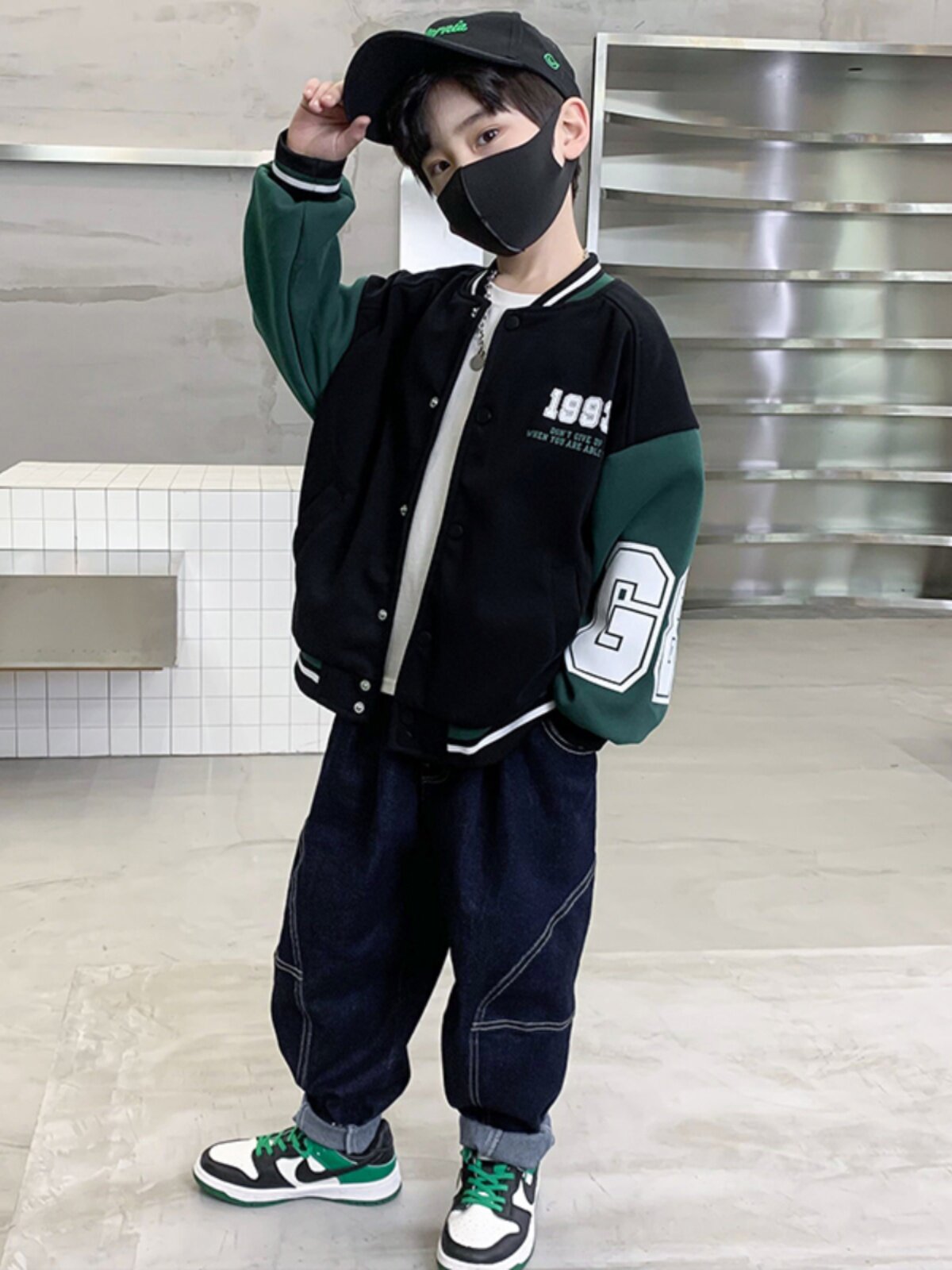 소년 야구 유니폼 가을 겨울 재킷 2024 새로운 재킷 어린이 봄 가을 중형 및 대형 아동 의류 캐주얼 패딩 탑