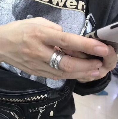 韩国光面素圈纯银实心情侣戒指