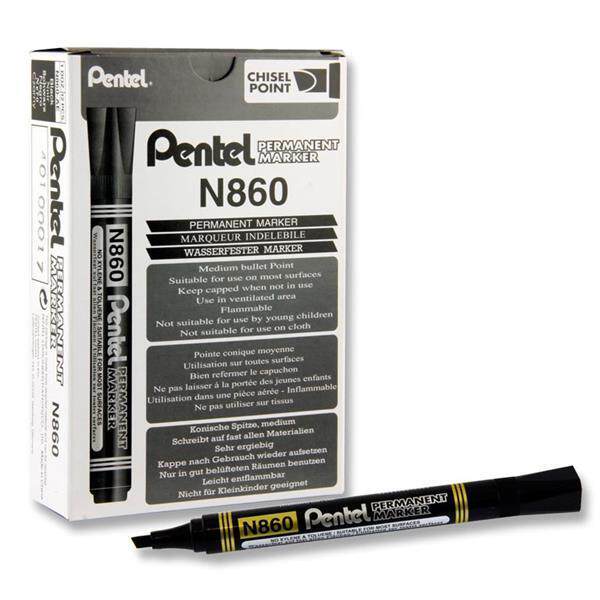 일본 펜텔 N860 플랫 팁 마커 펜텔 유성 펜 블랙