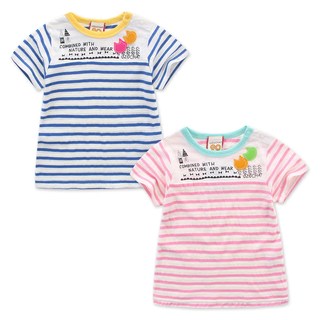 zoomic系列女童短袖T恤夏季卡通纯棉条纹儿童打底衫百搭宝宝上衣