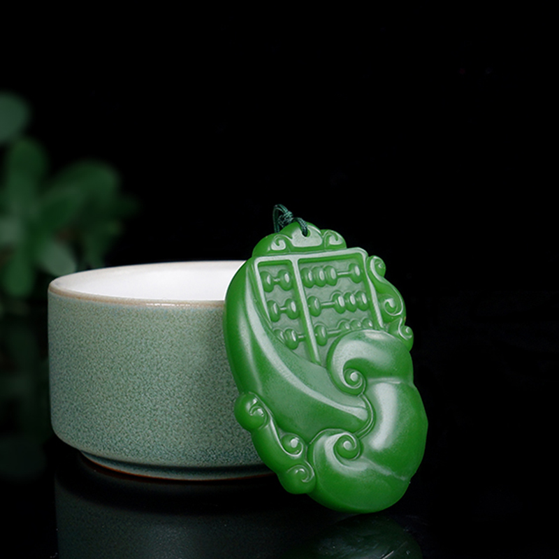 琉璃吊坠仿碧玉吊坠 菠菜绿和田玉挂件江湖地摊玉石男女款吊坠