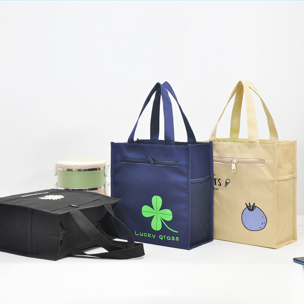 小号手提包儿童卡通小学生手提袋书包防水帆布饭盒袋上班族午餐袋