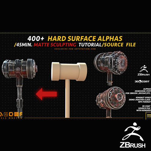 Zbrush 400+ZB3Dcoat硬表面Alpha通道贴图