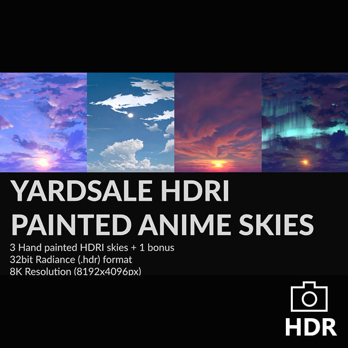 hdri 4组手绘卡通日系天空hdri环境贴图