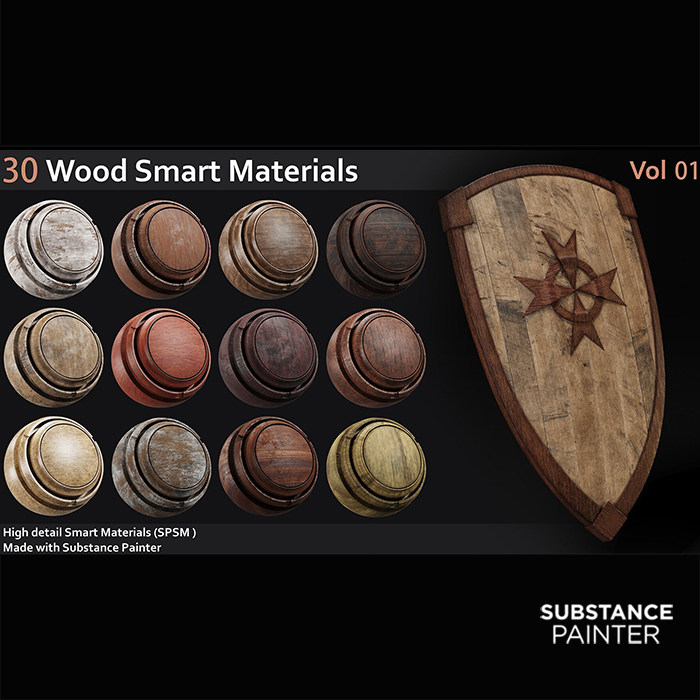 Substance 30组高品质木纹spsm智能材质球