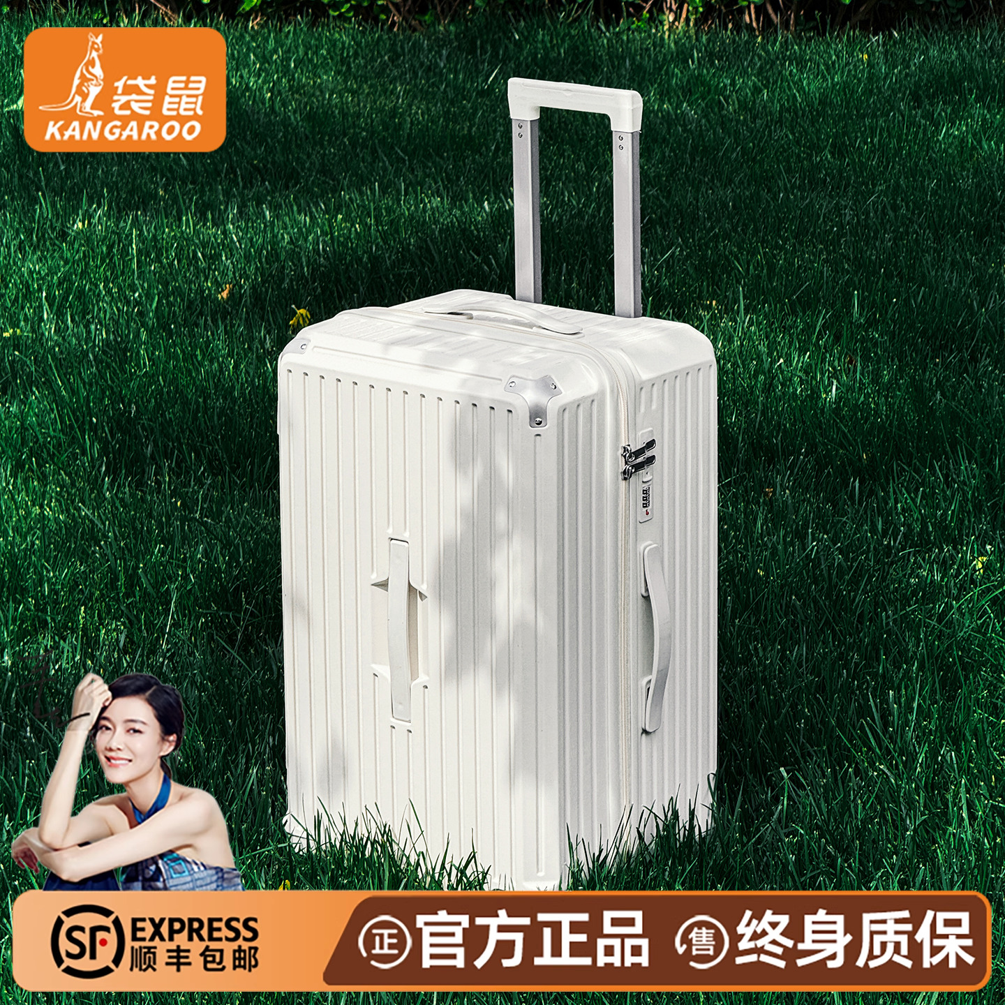袋鼠行李箱纯pc材质双层防爆拉链2025新款三七分拉杆旅行26寸皮箱