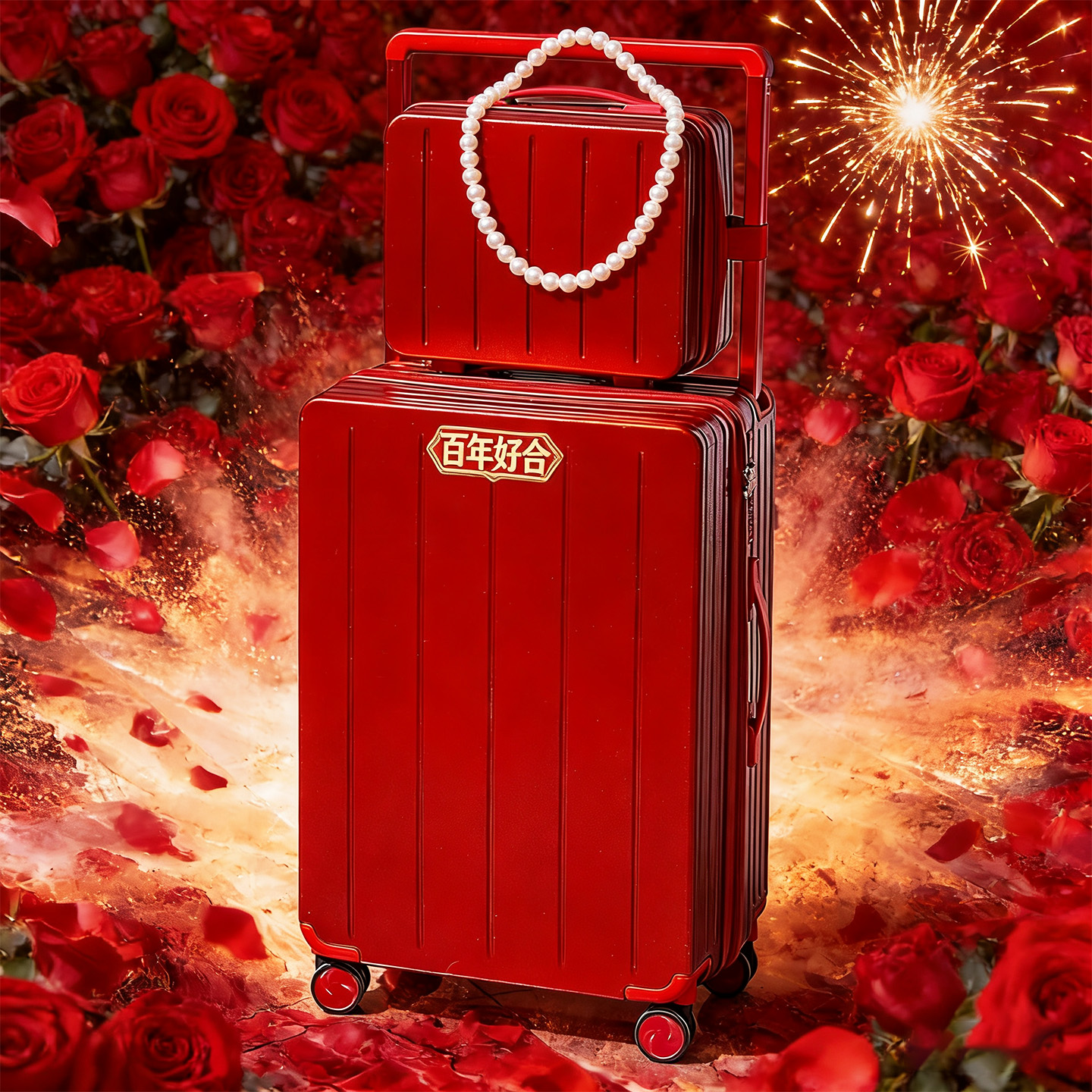 【正品袋鼠】结婚陪嫁红色行李箱