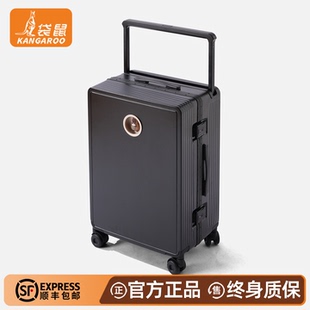 袋鼠黑色行李箱24寸男士大容量28超轻pc材质宽拉杆双层防爆拉链女