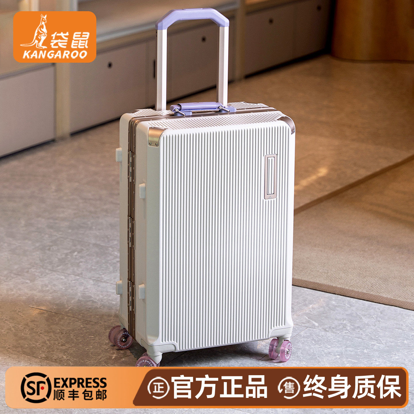 袋鼠学生24寸密码拉杆箱耐用加厚