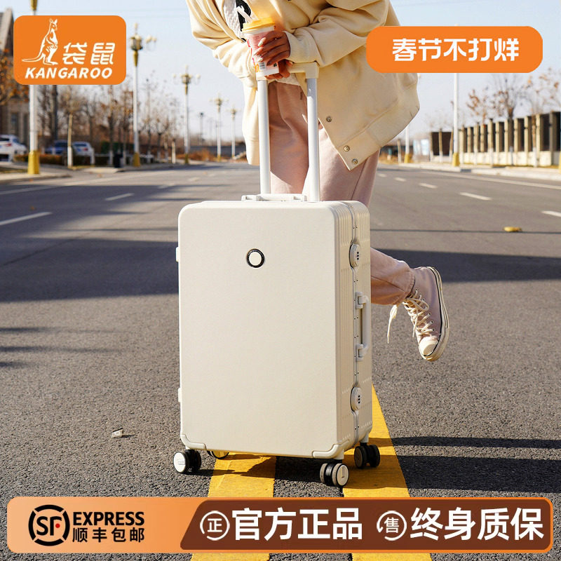 袋鼠耐用型行李箱24寸尺寸2025新款密码拉杆旅行皮箱子大容量26女