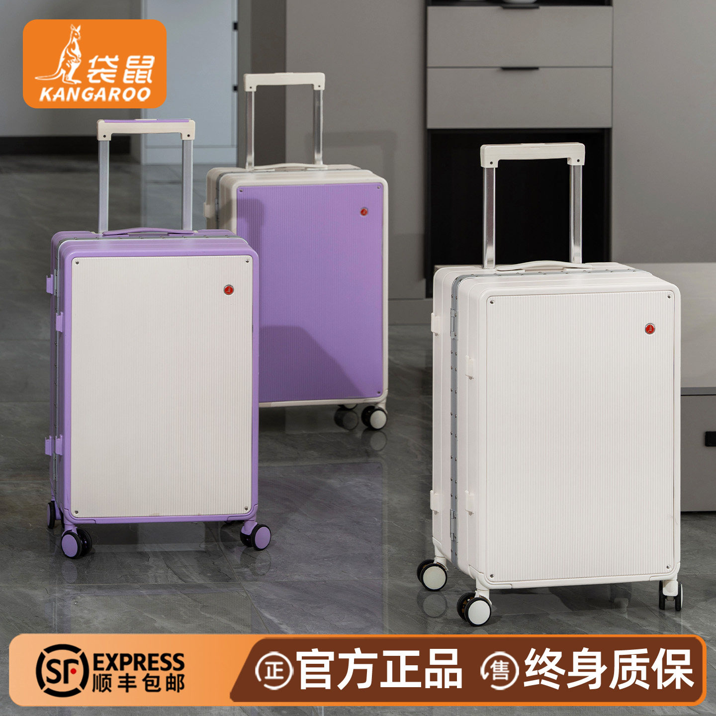 袋鼠行李箱拉杆箱结实耐用加厚20尺寸登机旅行拉杆密码皮箱子24寸