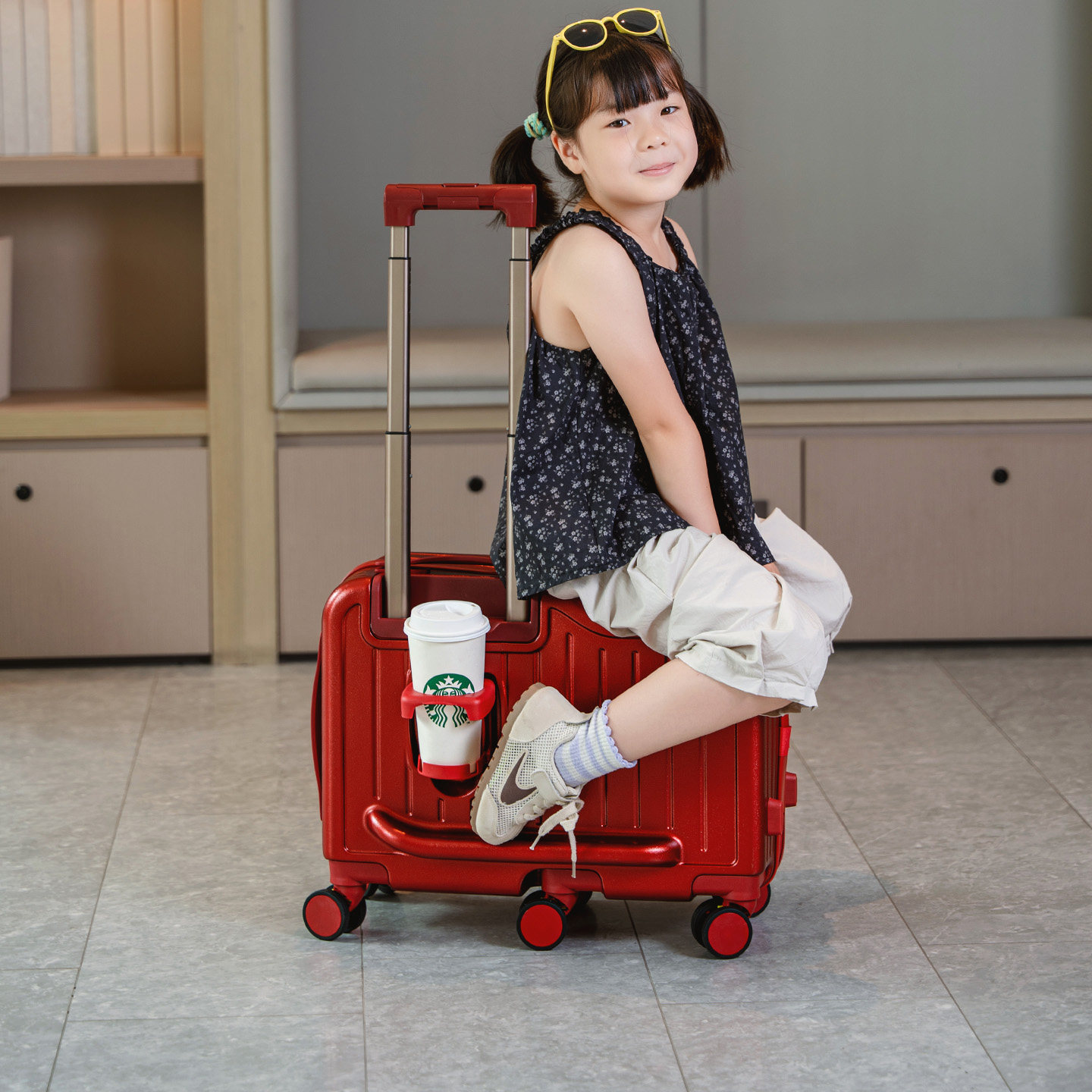 袋鼠儿童行李箱可坐宝宝女孩18寸可上飞机男孩可坐骑拉杆旅行密码