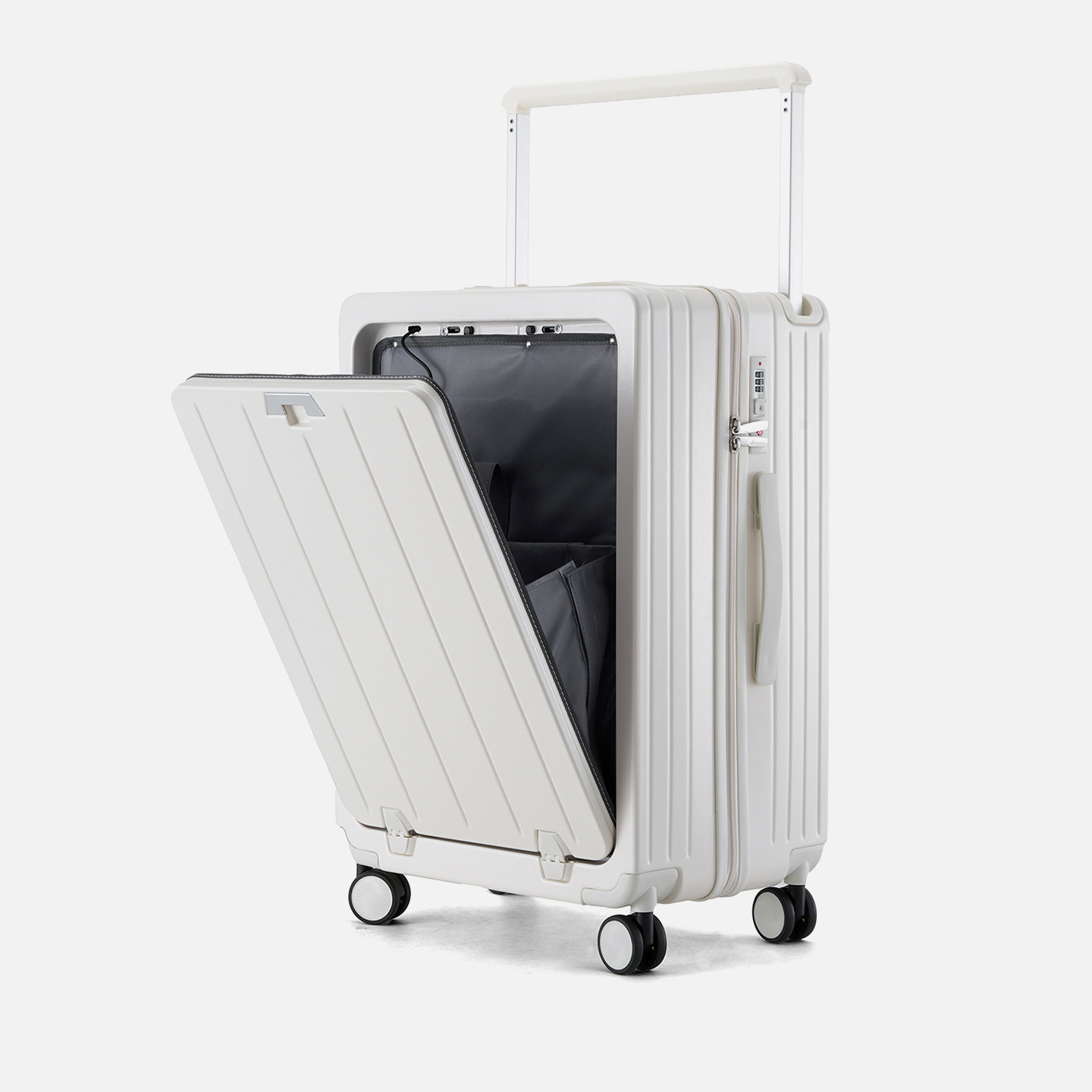 袋鼠前开口行李箱可上飞机20寸登机女宽拉杆旅行密码箱子男侧开盖